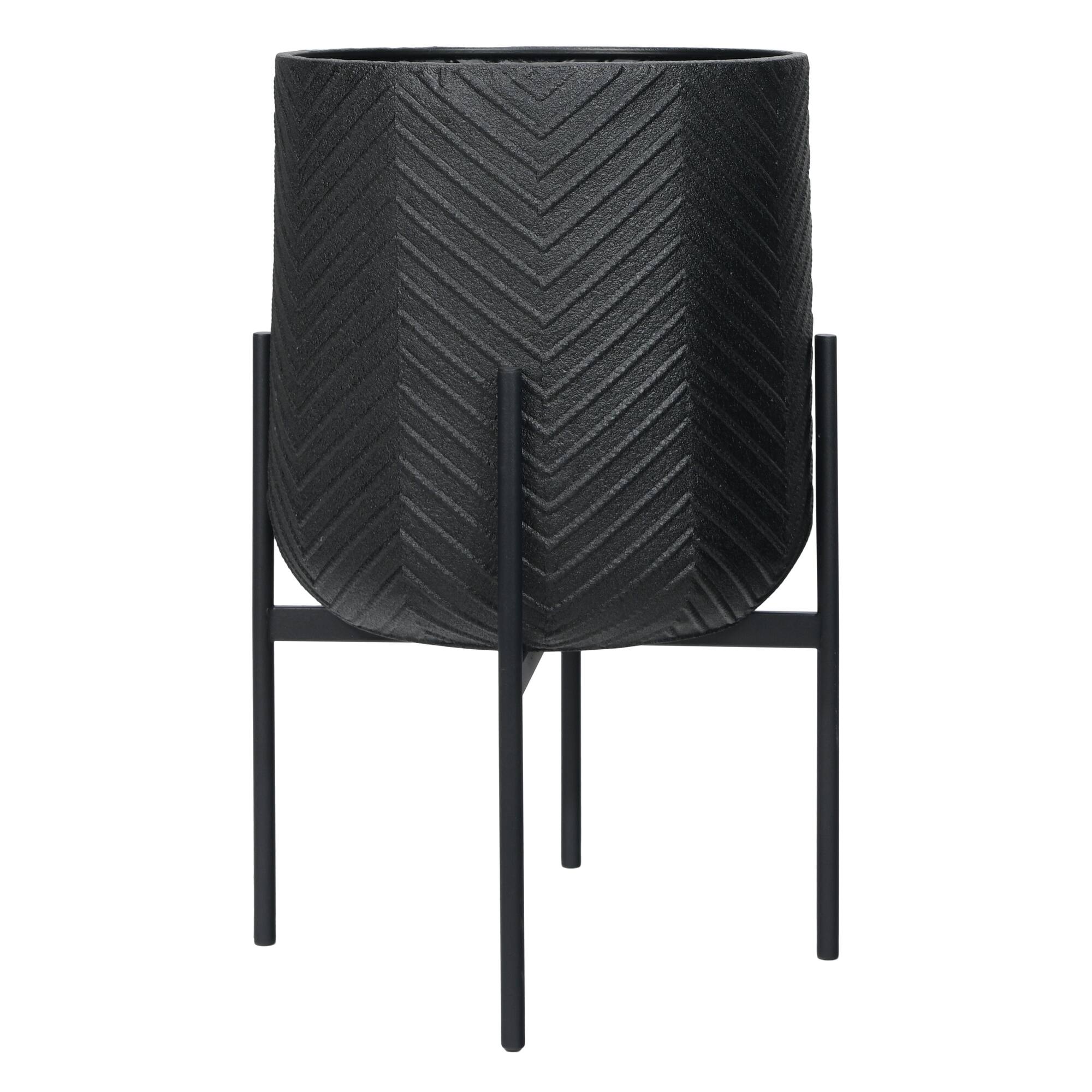 Hello Honey® 25.5" Black Metal Planter with Stand